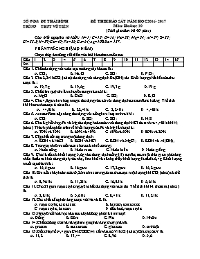 Đề thi khảo sát môn Hóa học Lớp 10 - Năm học 2016-2017 - Trường THPT Vũ Tiên